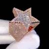 Iced Out Hiphop 925 Sterling Silver Men Rings Luxe stokbrood VVS Moissanite Hip Hop Star Ring