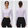 Lu-12 dames yoga-outfit trui top casual losse gym perfect oversized crew sport shirts workout blouse vrouw sport lange mouw voor fitness