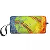 Cosmetic Bags Fire Ice Softball Portable Makeup Case For Travel Camping Outside Activity Toiletry Jewelry Bag