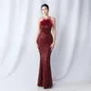 Casual Dresses Women Senior Party Dress 2024 Handmade Ostrich Hair Sexy Fishtail Sling Long Wedding Sequined Evening Vestido Feminino