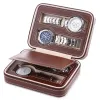 Visa 2/4/8 slot pu läderklockor arrangör Box Travel Storage Bag Pouch Puch Layer Watch Band Arrangör Holder Case Present Box