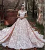 Abiti abiti da ballo di lusso fuori spalla Abiti da sposa 2020 Modello in pizzo avorio con grazioso arrossimento di applique 3dforl sotto Dubai Bri