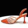 Chan Est Ins Style Orange Color Elegante High Heels Nigeria Design Afrikanische Damenschuhe und Taschen Set 240320