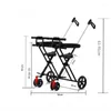 Stroller Parts Foldable Twins Tricycle With Adjustable Back Pushbar High Carbon Frame Portable 2 Kids Light Cart Of PU Wheel