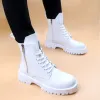 Stivali in stile coreano piattaforma di moda stivali marescia vera scarpe in pelle autentica bianca bianca da cowboy stivale bellissima caviglia autunno primavera botas