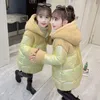 Daunenmantel Kinder Winterjacke für Mädchen Kinder Kapuze warme Schichten Patchwork Dicke Baumwollpadd Lange Outwear Koreanische Kleidung Teenager 4-13 Jahre