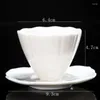 Cups Saucers Hexagon Teacup Flower Shape Small Chinese White Ceramic Oriental Tea Cup And Saucer Sets