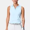 Özel OEM bayanlar ince fit kolsuz spor polo gömlekleri v boyun yakası golf gömlek tişört kadın