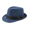 Berets Gentleman Bowler Chapeaux Fashion Retro Men Fedoras Adult Classic Chapeau Male Sun Outdoor Old Man Wide Brim Hat