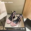 디자이너 샌들 하이힐 샌들 디자이너 신발 발 뒤꿈치 파리 드레스 Sandale Classics Women Sandals 7cm 10cm Heels Black Wedding Bottoms Box Size 34-40