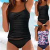 Women's Swimwear Women Pleated Sling Bikini Set Ruffled Bow Push Up Bathing Suit Removable Chest Pads High Waist Swimsuit