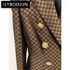 Women's Suits Designer Brown Jacket Black Women Double Breasted Slim Fit Jacquard Office Business Wear Blazer Outfit High Quality