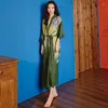 Home Clothing Casual Nightdress Loose Nightgown Rayon Intimate Lingerie Nightwear Print Hyacinth Sleepwear Women Satin Kimono Robe Gown