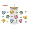 Window Stickers 3D UV DTF Transfers 16oz Cup Wraps Valentine's Day Love Printed For DIY Glass Ceramic Metal Leather Etc. D5956