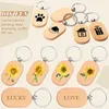 Keychains 80Pcs Blank Wooden Keychain DIY Wood Key Chain Unfinished Tag