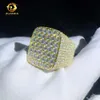 Zuanfa bijoux jaune anneaux plaqués en or engagement hip hop rond des anneaux carrés de Moissanite