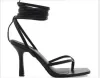 Sandaler Classic Women's Shoes High Heel White Fliptoe Women's Sandals With Stiletto Heel Rom med High Heel tjock med bandageskor