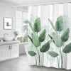 Duschvorhänge grüne Blattpflanze einfache nordische Druckbad Vorhang Polyester wasserdichte Heimdekoration mit 12 Haken
