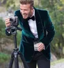 2018 style décontracté en velours vert hommes costumes châle repeuplement un bouton de mariage blazer smoking pantalons de veste en manteau sur mesure7688711