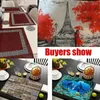 Halılar 1/4pcs mutlu bahar placemats keten çimen yeşil okaliptüs yaprakları masa mat mutfak pedleri aile fincanı parti sahne dekor