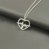 10pcs Fashion retro Love Heart Electrocardiogram Lega Collana a sospensione per uomini Accessori per gioielli da donna A-866d