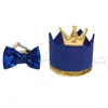 Dog Apparel 2pcs Party Crown Beautiful Tie Creative Cat Hat Pet Supplies For Birthday (Bow And Hat)