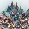 Decoratieve beeldjes natuurlijke bismut zeldzame regenboog metaal kristal mineraal edelsteen decor titanium gecoate steen
