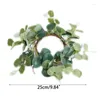 Decorative Flowers Green Eucalyptus Leaf Wreath 10'' Artificial Spring Summer Greenery Front Door Wall Decoration B03E