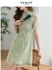 Feestjurken vimly zomer verbeterde cheongsam qipao jurk voor vrouwen 2024 Chinese stijl bloemen borduurwerk slanke taille een lijn mini