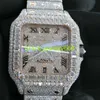 Fully Iced out Certified Moissanite Diamond Watch Steel Body Glossy Watch transparent VVS Moissanite Handmade Watch