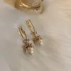 Brincos de alcance pérolas simuladas de zircão de alta qualidade para mulheres Brincho dourado Cor de joalheria de garotas românticas longas