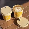 Disposable Cups Straws 25pcs Coffee Milk Tea Cup 330ml Creative Paper Drink Takeaway Packaging Party Brithday Wedding With Lid