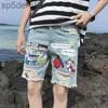 Supzoom ankomst mode animation tecknad tryck ljus ulzzang sommar blixtlås flyga stoashed jeans shorts män 220711 347a