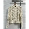 Sweater dames Europees modemerk Shining Bead Handmade Hook Flower Hollow Knitted Coat