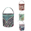 Storage Bags Yarn Portable Bag Round Woven Small Size Knitting Projects Organizer For Yarns Zipper D
