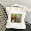 Сумки для покупок женщины покупатель сумки Sun and Moon Print Cawaii Harajuku Canvas Girl Sumbag Tote Lady Lady