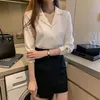 Kvinnor Spring Autumn Style Bluses Shirts Office Wear Lady ol Long Sleeve notched Collar Blusas Tops WY1003 240322