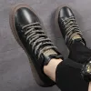 Сапоги кожаные мужские кроссовки мода Man Flat Thane Hose Высота обувь для обуви