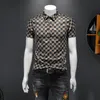 Camicia a maniche corte stampata per uomini, camicia casual bella e alla moda, in forma slim, luce selvatica e top in vaso in stile maturo, S-5xl, 200 libbre è sufficiente