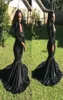 Sexy Elegant Black Girl Robes de bal robes de soirée robes formelles Sirène manches longues vneck robe de concours avec paillettes7425407