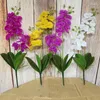 Fleurs décoratives 2 branche réel tactile papillon orchidée fleur artificielle bricolage de mariage de mariage décor de jardin fausse plants pu plantes pot