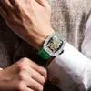 80 풀 드릴 패션 디자인 Orona/Onola의 Onola Full-Automatic Mechanical Watch 남자 실리콘 테이프 방수 50의 라이브 방송