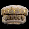 Anpassad Shining 8 Top och 8 Bottom Iced Out Grillz Hip Hop Bling Zig Set VVS Moissanite Diamond Teeth Grillz