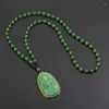 Hanger kettingen klassieke natuurlijke groene Chinese agaat jade ketting mode charme sieraden gesneden zegening gelukkige amulet geschenken voor vrouwelijke mannen