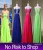 Sexy Chiffon Formal Evening Prom Dresses Sweetheart Beads Royal Blue Fuchsia Lime Green A line Party Gowns Real Image Cheap In Sto6871810