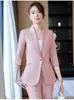 Kvinnors tvåbitar byxor Spring Summer Formal Uniform Designs Pantsuits For Women Blazers Feminino Professional Business Work Wear Office