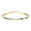 Bracelets de liaison 2 mm Iced Out Tennis Femelle Gold Silver Color en acier inoxydable Chaîne de zircone cubique pour femmes Bijoux de mariage Gift