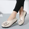 Lässige Schuhe Moccasins weiche Leder PU Frau Mode flach mit Blumen Damen Frühling Sommer Frauen Designer Sleas schlüpfen an