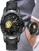 Luxury Black 3D Graved Dragon Automatic Mécanique Mécanique Mentilles Sports imperméables pour les hommes Horloge de poigne autonome Horloge mâle Y193644372