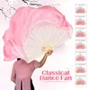 Estatuetas decorativas 10-50cm fãs de dança folclórica fã rosa gradiente de meio círculo véu de seda chinesa quadrado de mão yangko fãs